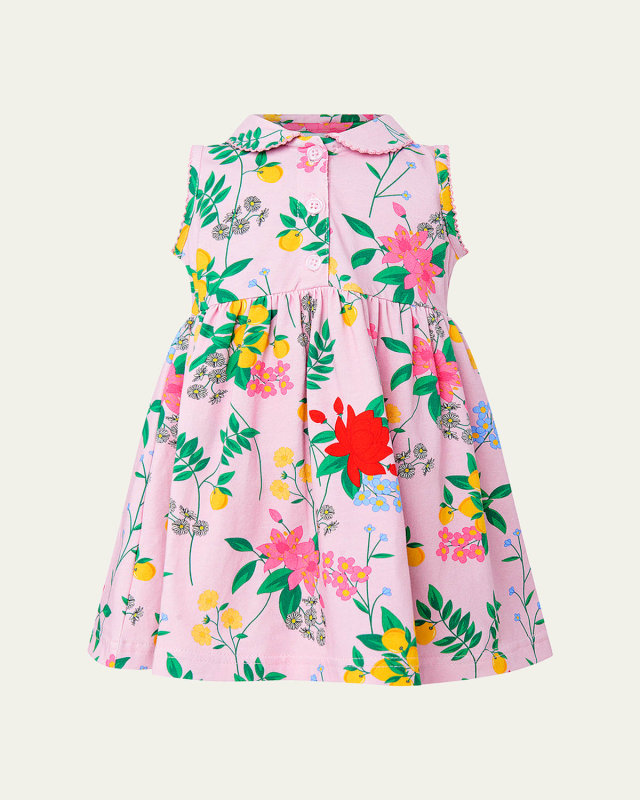 Girl's Botanical Floral-Print Jersey Dress, Size 6M-24